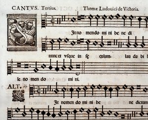 Page de partition musicale de In nomen domini psalm par Tomas Luis de Victoria