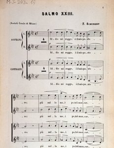 Page de partition musicale du Psaume 23, op 132, D 706 par Franz Schubert