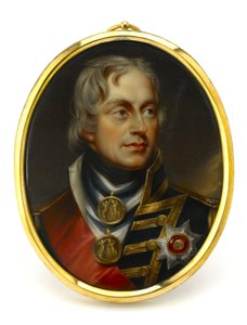 Miniature peinte, représentant le vice-amiral Horatio Nelson (1758-1805). Montée sur un pendentif en cuivre et émail, début du 19e siècle, portrait de Henry Pierce Bone (1779-1855) - Unbekannter Künstler