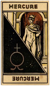Paranormal. Astrologie. Mercure (planète). Carte astrologique de : Le Tarot Astrologique, par Georges Muchery, France