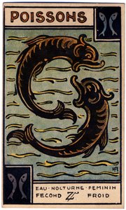 Paranormal. Astrologie. Poissons (le Poisson). Carte astrologique de : Le Tarot Astrologique, par Georges Muchery, France