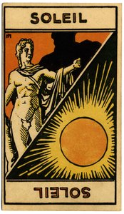 Paranormal. Astrologie. Le Soleil (étoile). Carte astrologique de : Le Tarot Astrologique, par Georges Muchery, France