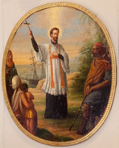 Église paroissiale Saint-Dionysius de Lede. Intérieur. Peinture en médaillon ovale. Un saint en missionnaire - Unbekannter Künstler
