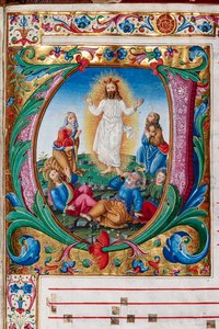 Bibliothèque Piccolomini : livre de chœur, cod. 29.13, ff. 30r avec « Transfiguration » (détail)