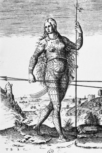 Femme picte tatouée portant des armes