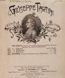 Portrait de Giuseppe Tartini. Frontispice de la partition musicale des Sonates