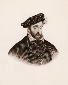 Portrait du roi de France Henri II (1519-1559) Gravure du 19ème siècle - Unbekannter Künstler