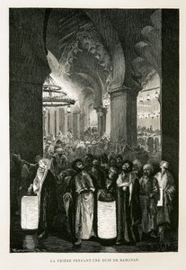 Prière pendant une nuit de Ramadan - Illustration de l