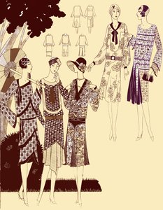 Robes de mode imprimées au printemps 1928