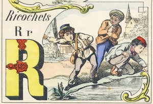 R : ricochets - Alphabet des jeux, vers 1890 (illustration)