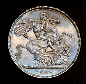 Rare pièce britannique, roi George IV, couronne d