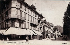 Rhône-Alpes, Savoie, Albertville : vue du Quai des Allobroges - Carte postale fin 19e-20e siècle