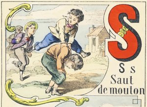 S : saut de mouton - Alphabet des jeux, vers 1890 (illustration)
