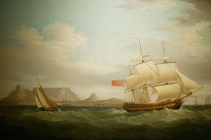 Navire devant Le Cap en Afrique du Sud. Peinture. Musée national de la culture, Pretoria, Afrique du Sud - Unbekannter Künstler