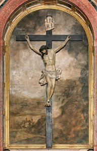 Transept sud, Autel du Crucifix, Angelo Nani et Carlo Natali 1641, Crucifix en bois par Giacomo Bertesi 1687, Cathédrale Santa Maria Assunta, Cathédrale, Crémone, Lombardie, Italie