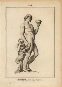 Statue de Bacchus, le dieu romain du vin, nu avec un satyre - Unbekannt