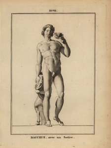 Statue de Bacchus, le dieu romain du vin, nu avec un satyre - Unbekannt