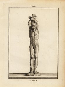Statue du satyre Marsyas recevant la punition d