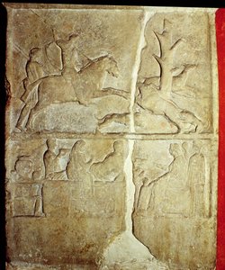 Relief de stèle représentant une chasse au sanglier