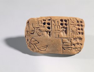 Tablette avec inscription pictographique, période protolittéraire, c.3300 av. J.-C. (argile) - Unbekannt