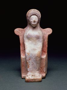 La déesse Athéna, grecque, vers 490 av. J.-C. (terre cuite et pigment)