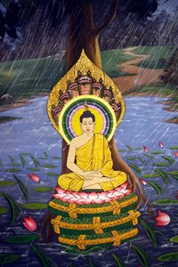 La Vie du Bouddha, Siddhartha Gautama, Fresque murale, Temple Wat Botum, Phnom Penh, 2022 - Unbekannter Künstler