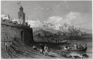 Le port pittoresque de la ville fortifiée de Tanger au XIXe siècle, dans le livre sur la Méditerranée par Louis Enault
