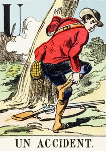U : Un accident - Alphabet de la chasse, c.1890 (gravure) - Unbekannt