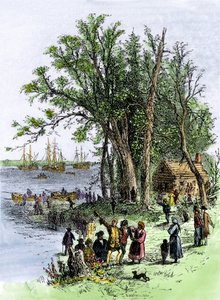 États-Unis, État de Pennsylvanie : Débarquement de William Penn dans la colonie de Pennsylvanie à Philadelphie - Unbekannter Künstler