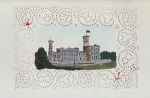 Napperon victorien en papier avec une vue de la maison Osborne