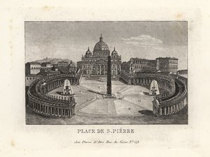 Vue de la place Saint-Pierre, Piazza di S. Pietro, avec la basilique Saint-Pierre et l
