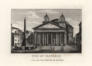 Vue du Panthéon avec fontaine et obélisque Macuteo sur la Piazza della Rotonda, Rome