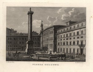 Vue de la Piazza Colonna avec la Colonne de Marc Aurèle, Rome