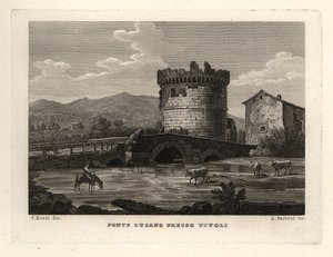 Vue du pont de Ponte Lucano sur la rivière Anio près de Tivoli
