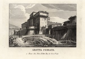 Vue de la ville fortifiée romaine de Grottaferrata, Rome