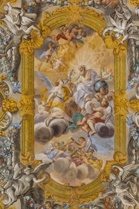 Vue du plafond, Église de Nunziatina, Todi, Ombrie, Italie
