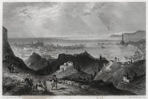 Vue de la ville et du port de Gênes, la cité de marbre, Gênes-la-Superbe, dans le livre sur la Méditerranée par Louis Enault, journaliste et voyageur français