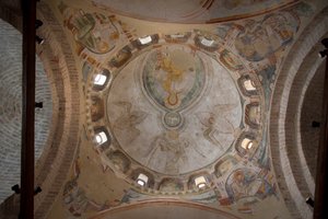 Vue de la fresque dans le Baptistère, Cathédrale de Saint-Étienne, Concordia Saggitaria, province de Venise, Vénétie, Italie