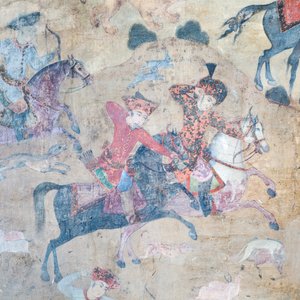 Peintures murales au portail de Qeysarieh, place Naqsh-e Jahan Imam, Esfahan, Iran - Unbekannter Künstler