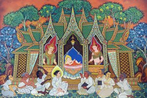 Temple bouddhiste thaïlandais Wat Ananda Metyarama. Naissance de Siddhartha Gautama (connu sous le nom de Bouddha), Singapour