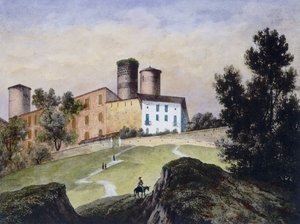 Impression aquarelle de Francesco Gonin représentant le château de Castiglione Falletto où il est conservé