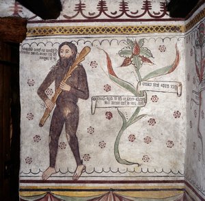 Homme sauvage de Sacco (Homo Selvadego), fresque (15e siècle), Maison de l