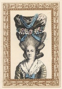 Femme avec bonnet Gabrielle Vergy, noué avec des rubans et des guirlandes de fleurs - Unbekannter Künstler