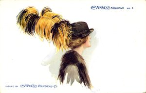 Femme portant un chapeau avec plume d