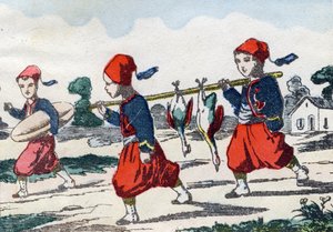 Zouaves. Gravure dans "Alphabet militaire enfantin". Imagerie de Pont-à-Mousson, vers 1890. 20 pages