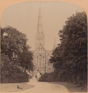 Façade nord-ouest de la cathédrale de Salisbury, Angleterre, première grande église du style anglais précoce, 1900