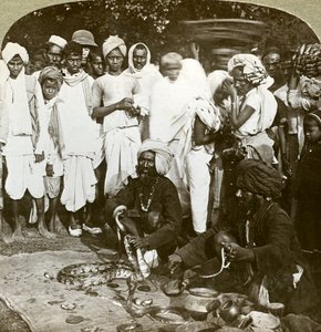Charmeur de serpents, Calcutta, Inde, vers 1900