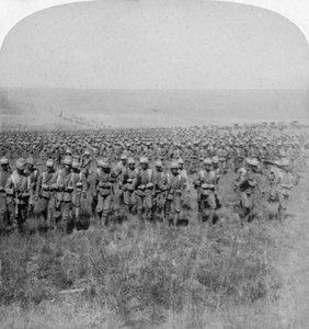 La brigade des gardes vaillants marchant sur Brandfort, guerre des Boers, Afrique du Sud