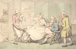 Un couple à table avec des serviteurs, 18e-19e siècle - Unknown,Unknown.