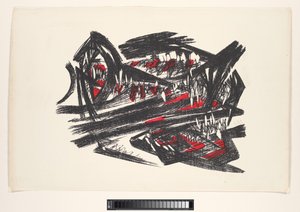 Représentation abstraite en rouge, noir et blanc - Unknown